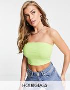 Asos Design Hourglass Ultimate Crop Bandeau Top In Lime-green