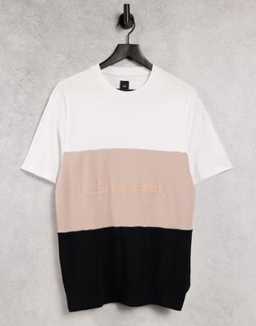 River Island Les Ensemble Blocked T-shirt In White