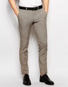 Selected Homme Skinny Dogtooth Wedding Suit Trousers With Stretch - Light Brown