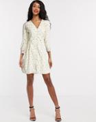 Object Mini Tea Dress In Cream Floral-white