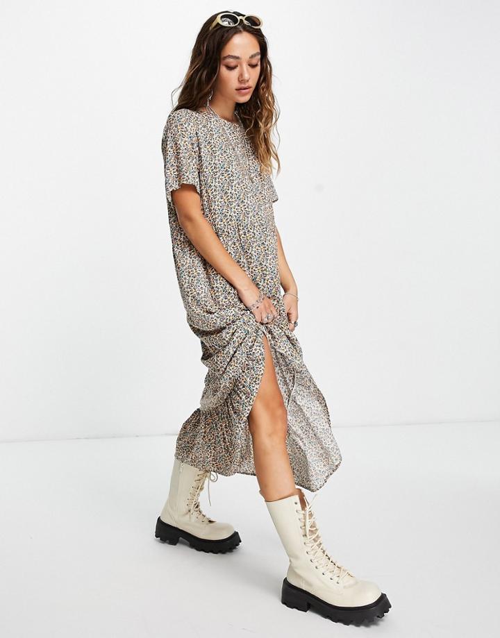 Vila Tiered Maxi Smock Dress In Print-multi