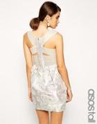 Asos Tall Bandage Back Jaquard Tulip Dress - Multi