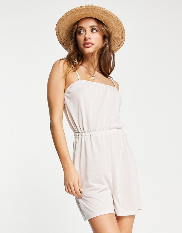 Vero Moda Tie Waist Romper In Cream-white