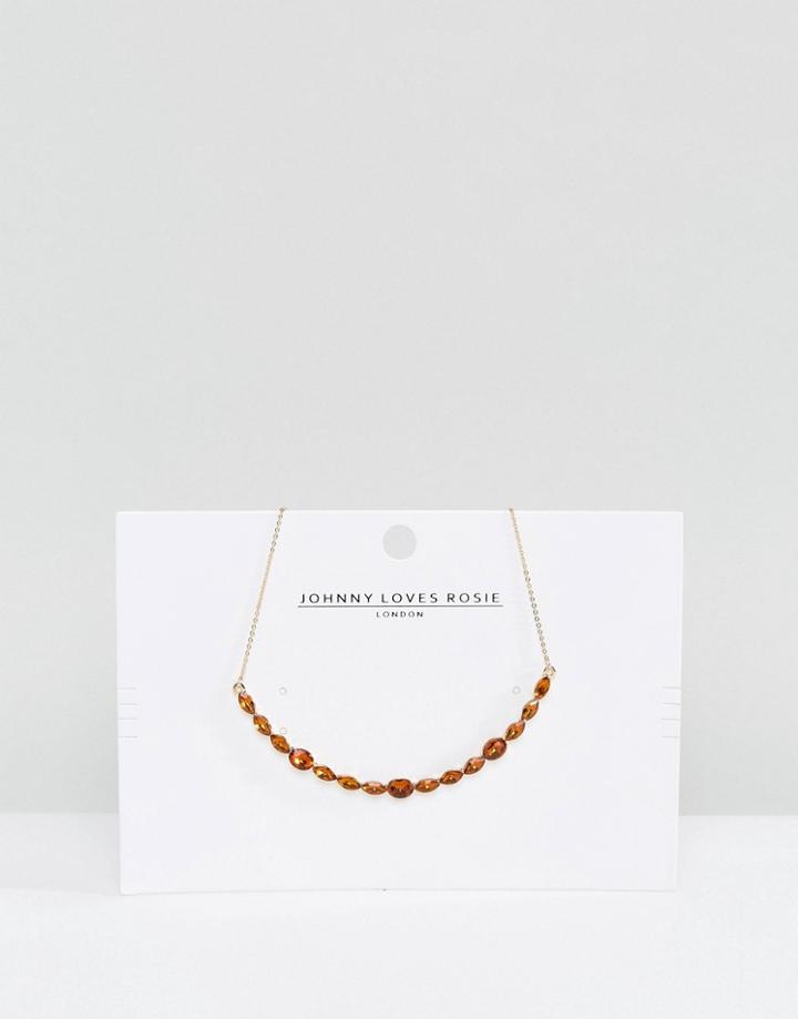 Johnny Loves Rosie Rose Gold Gem Collar Necklace - Gold