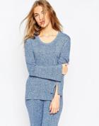 Asos Knit Tunic In Denim Look Yarn With Splits - Denim Blue