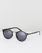 Asos Vintage Round Sunglasses In Black With Arm Detailing - Black