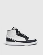 Pull & Bear High Top Sneakers In Black And White
