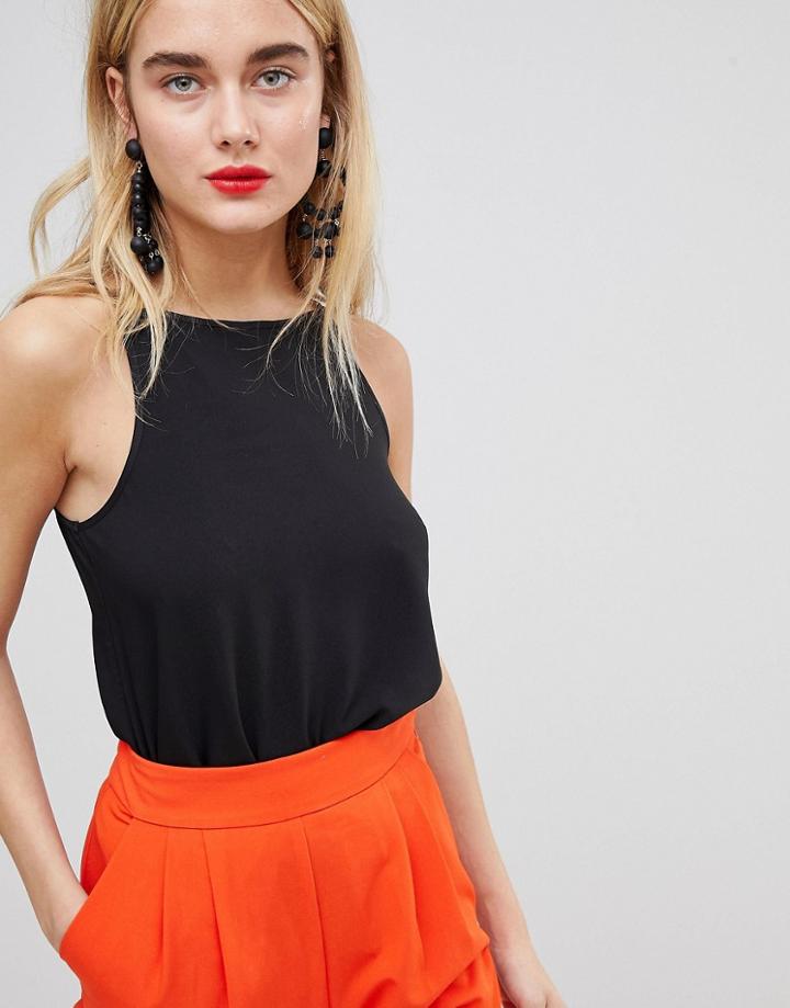 Warehouse High Neck Cami - Black