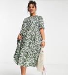 Yours T-shirt Midi Dress In Green Floral