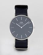 Daniel Wellington Classic Black Cornwall Nato Watch With Silver Dial 40mm - Black