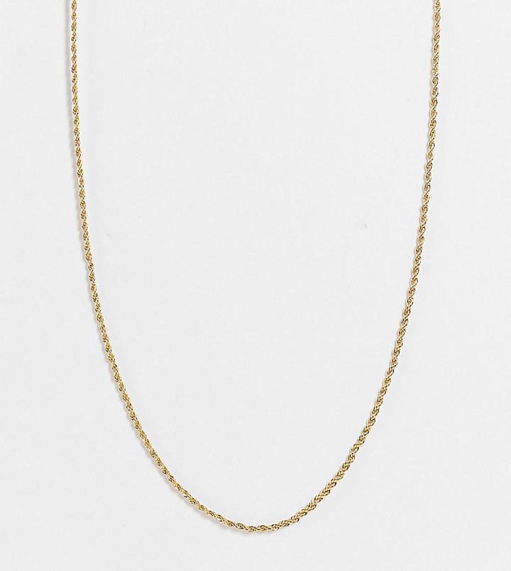 Asos Design 14k Gold Plated Necklace With Mini Rope Chain Design