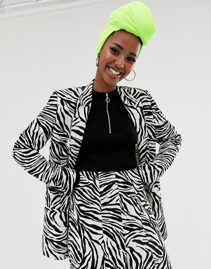 Asos Design Zebra Suit Blazer-multi