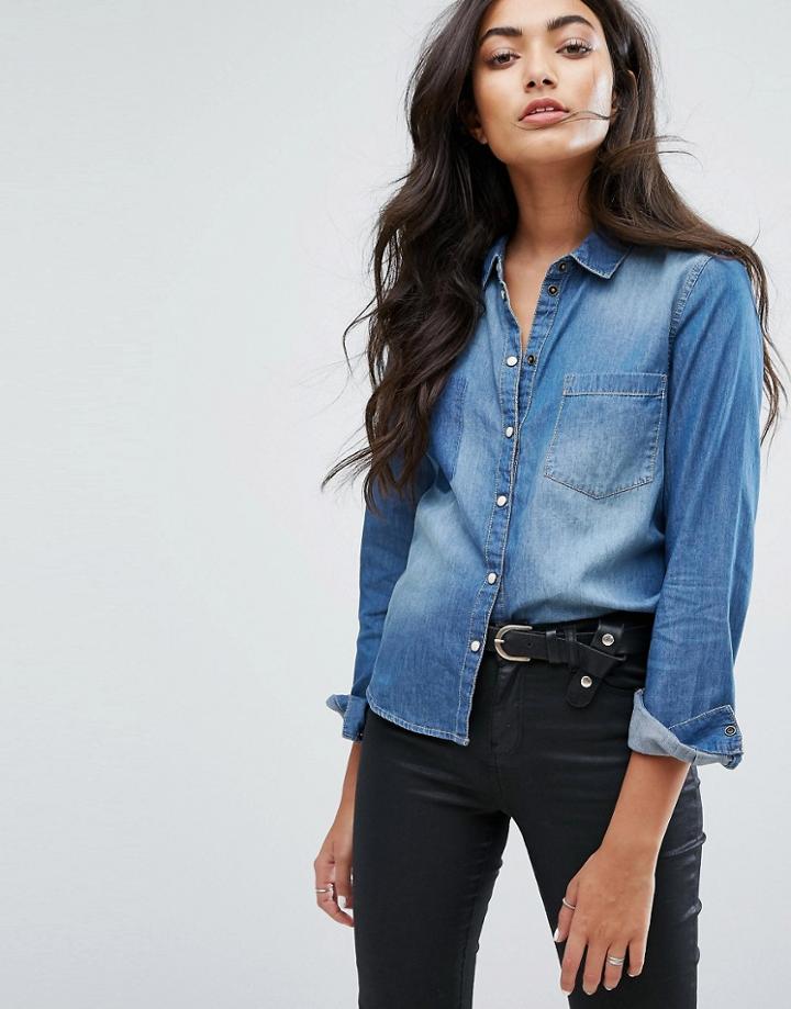 Jdy Boxy Denim Shirt - Blue