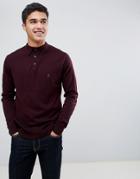 French Connection Fine Gauge Long Sleeve Polo-red