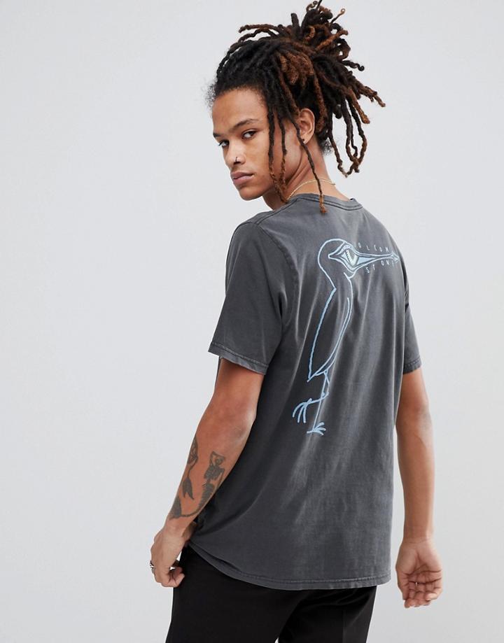 Volcom T-shirt With Large Logo In Black - Black