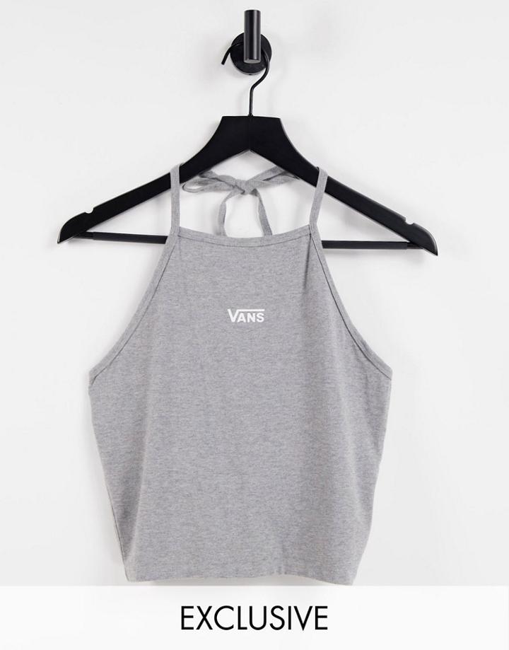 Vans Logo Halterneck Top In Gray Exclusive At Asos-grey