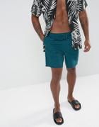 Asos Design Swim Shorts In Teal Mid Length - Green