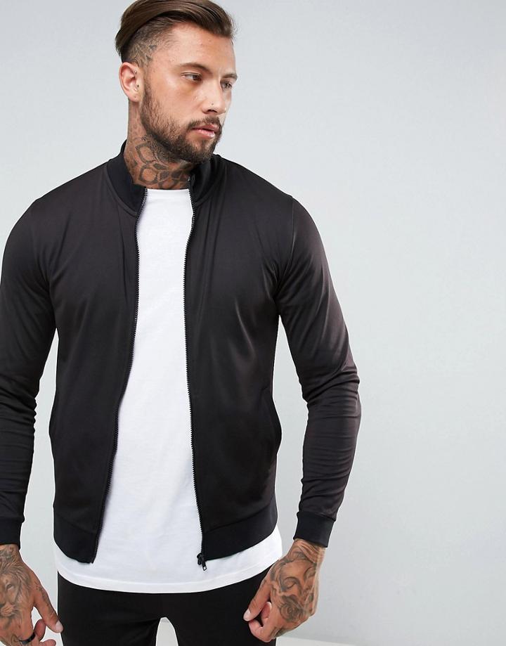 Asos Poly Tricot Jersey Track Jacket - Black