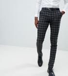 Asos Design Tall Super Skinny Suit Pants In Tonal Gray Check - Gray