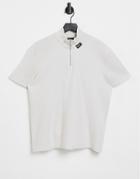 Asos Unrvlld Spply Muscle Fit Waffle Zip Through Turtleneck In Beige-neutral