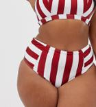 Wolf & Whistle Curve Exclusive Eco Stripe High Waist Bikini Bottom In Red & White - Red