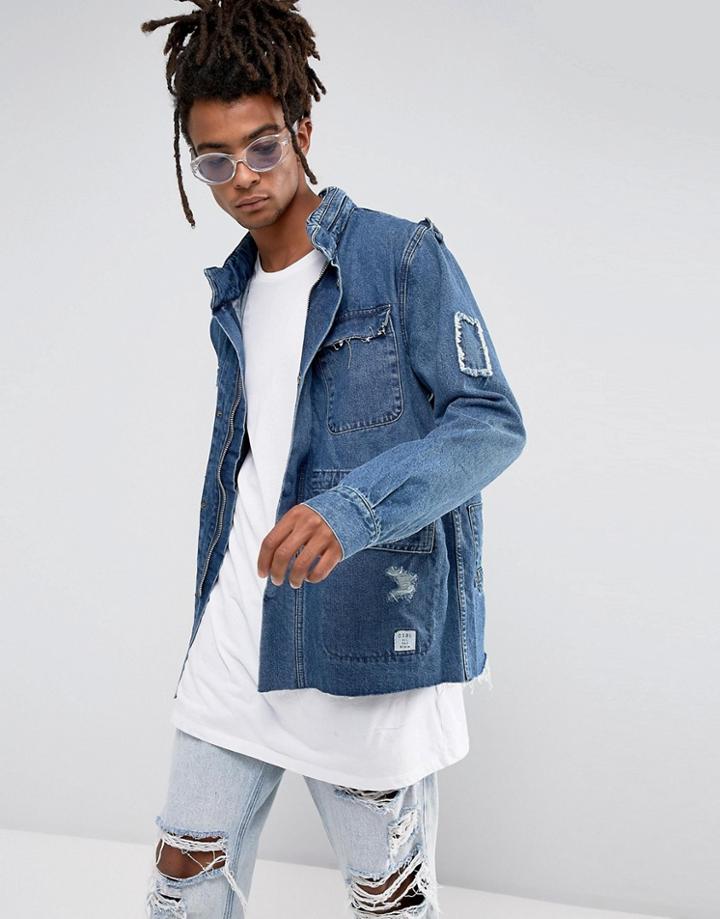 Cayler & Sons Denim Military Jacket In Blue - Blue