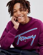 Tommy Jeans Signature Capsule Logo Front Sweatshirt Relaxed Fit In Purple - Purple