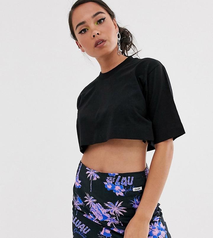 Collusion Super Crop T Shirt-black