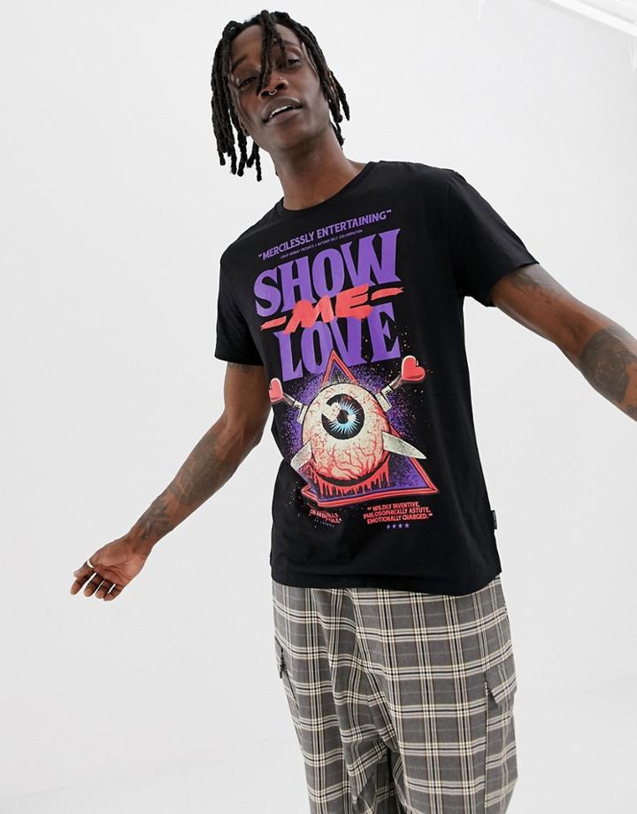 Cheap Monday Standard T-shirt With Love Poster Print - Black
