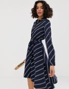 Vero Moda Diagonal Stripe Shirt Dress - Navy