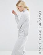 Asos Petite Fluffy Sweatshirt With High Neck Co-ord - Gray