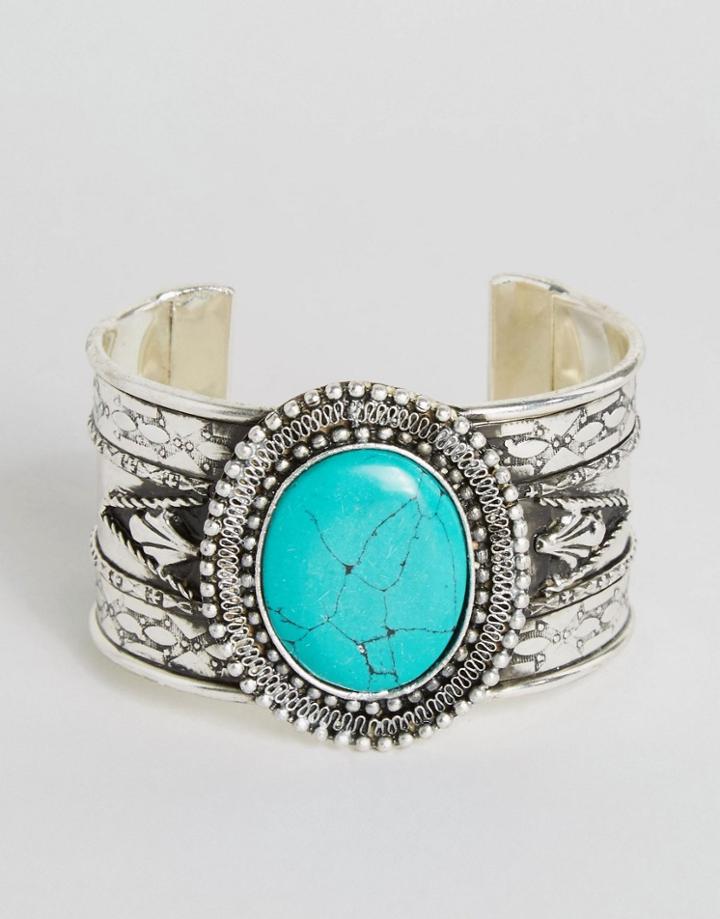 Missguided Marble Stone Cuff - Silver
