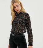 Vero Moda Sheer Floral Shirt - Black