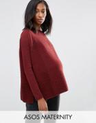 Asos Maternity Sweater In Ripple Stitch - Red