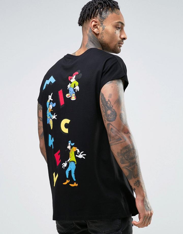 Asos Mickey Mouse Oversized Longline Sleeveless T-shirt - Black