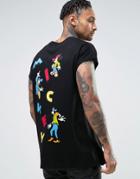 Asos Mickey Mouse Oversized Longline Sleeveless T-shirt - Black