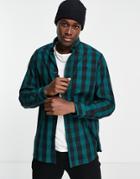 Selected Homme Long Sleeve Check Shirt In Green