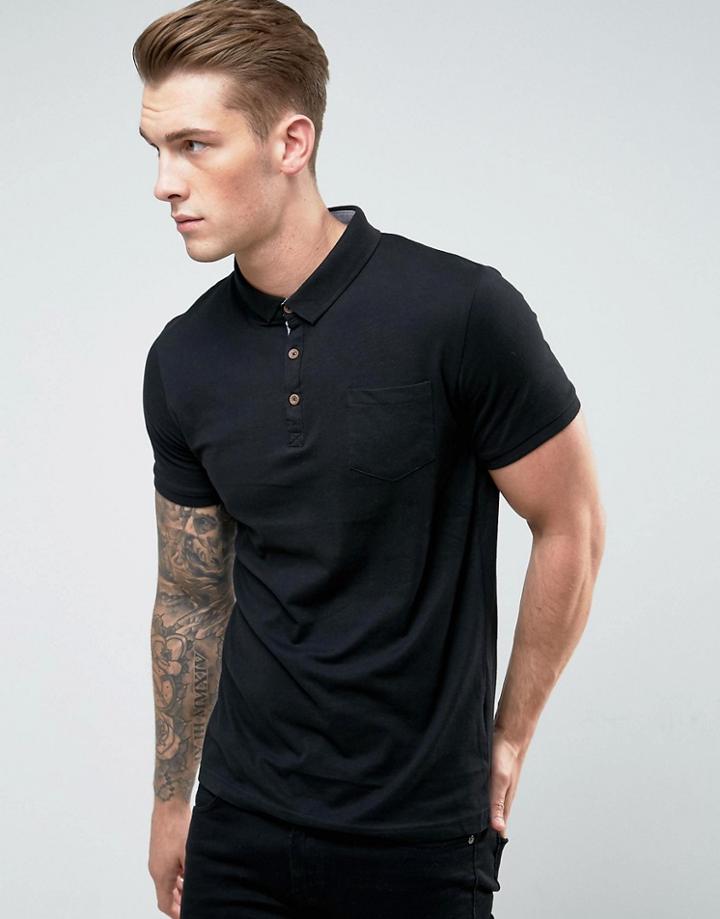 Brave Soul Short Sleeve Polo With Pocket - Black