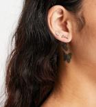 Hoops + Chains Ldn Crawler Stud Earrings With 'good Vibes' Slogan In 18kt Waterproof Gold Plate