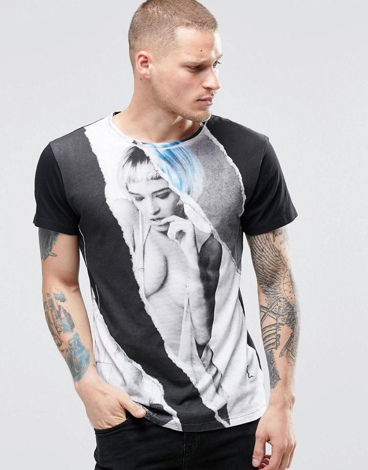 Religion Printed Crew Neck T-shirt - Black