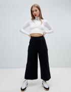 Asos Design Culottes With Wide Leg And Pockets-black