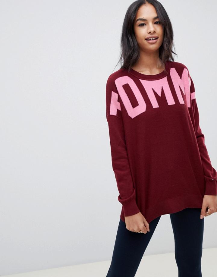 Tommy Hilfiger Letter Knit Sweater - Red