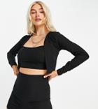 Missguided Petite Matching Ribbed Cardigan In Black