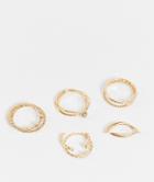 Topshop 10-pack White Opal Rings In Gold