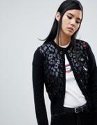 Fred Perry X Amy Winehouse Foundation Leopard Print Cardigan - Black