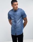 Diesel D-kendale Short Sleeve Denim Shirt Regular Fit - Blue