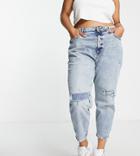 River Island Plus Comfort Mom Jeans In Light Blue