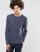 Asos Cotton Sweater With Curved Hem - Navy