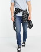 Asos Design Cone Mill Denim Stretch Slim Fit 'american Classic' Jeans In Dark Wash-blue