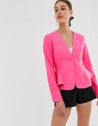 Unique21 Tailored Jacket With Ruffle Detail-pink